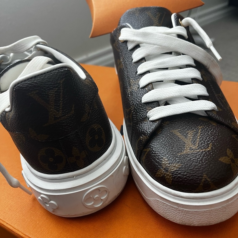 Louis Vuitton Brown and White Monogram Sneakers